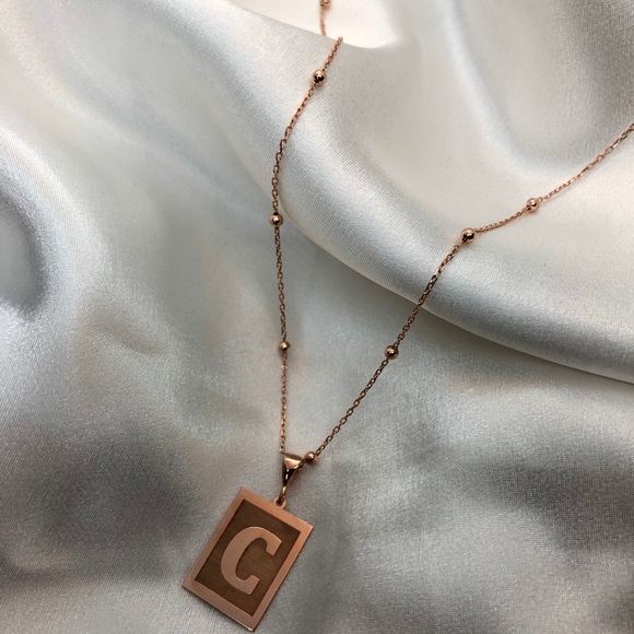 925 Sterling Silver Initial Beaded Necklace - Picture 3 of 11